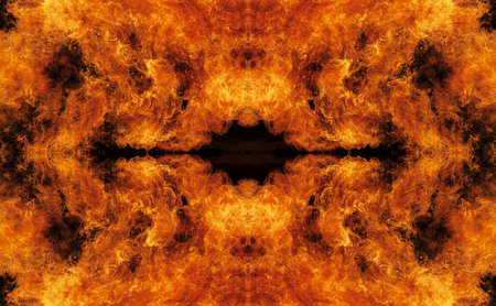 Burning flame or fire isolated on black backgroundの写真素材