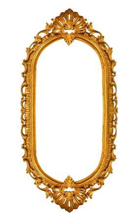 antique golden frame isolated on white backgroundの写真素材
