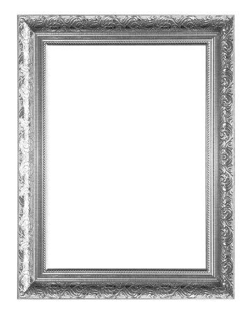 Silver picture frame isolated on white background.の写真素材