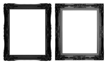 Black picture frame isolated on a white background.の写真素材