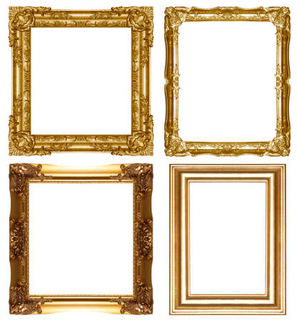 Old wooden picture  frame isolated on white background.の写真素材