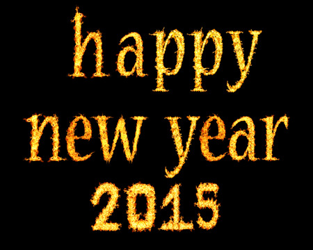 Flames Happy new year 2015 background light text.