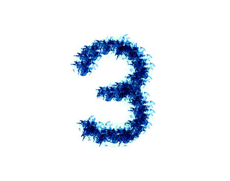 Three forms blue flames isolated on white background.の写真素材