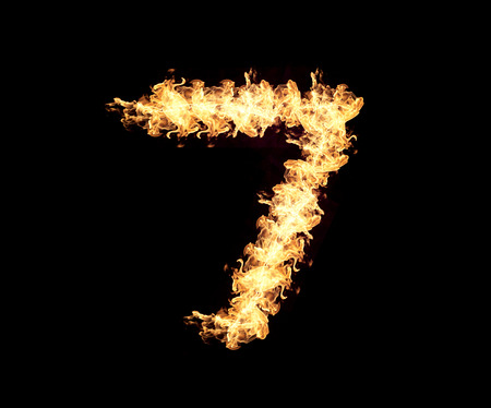 Abstract flame isolated on black background  seven numbers.の写真素材