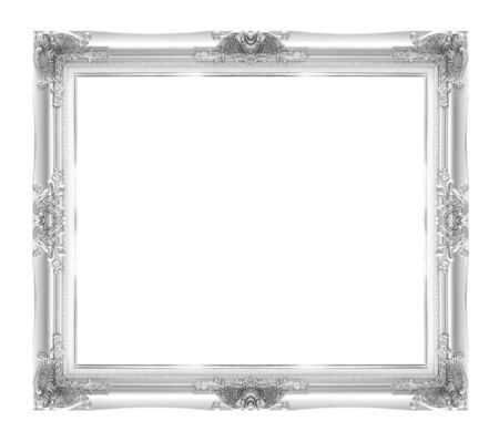 silver picture frame isolated on white background.の写真素材