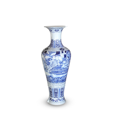 Ceramic Vase with flowers isolated on white background.の写真素材