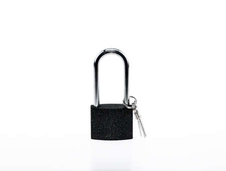 New black Padlock isolated on white background.の写真素材