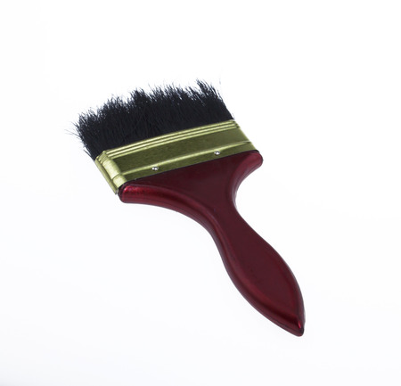 Paint Brush with wooden handle isolated on white background.の写真素材