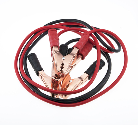 New Battery cables isolated on white background.