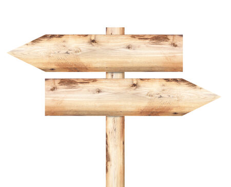 Old wooden sign isolated on white background.の写真素材