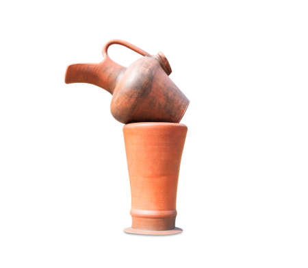 Pottery Old Orange handmade crafts weathered old.の写真素材