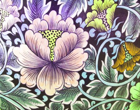 Textured background with flowers ceramic art objects.の写真素材