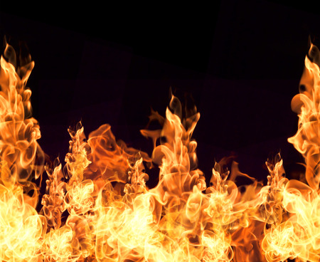 Fire flames collection isolated on black background