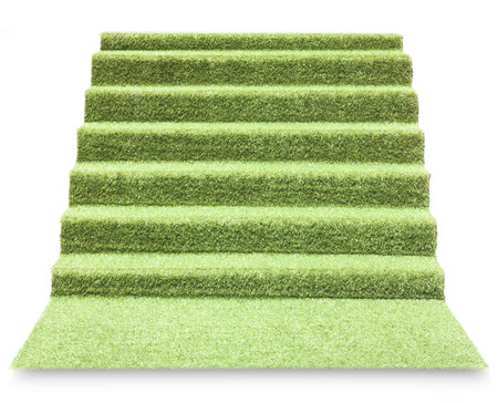 Artificial grass ladder isolated on white background.の写真素材