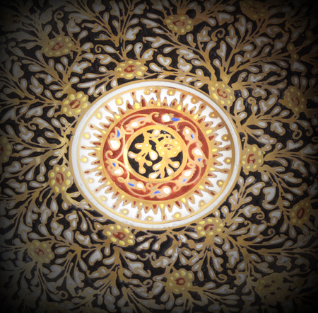 Light dark tiles background abstract floral art.の写真素材