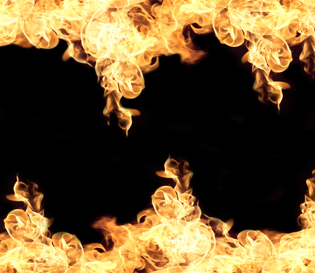 Fire flames collection isolated on black background