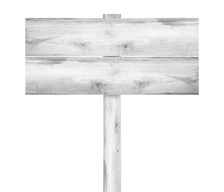 White Wooden old sign isolated on background white.の写真素材