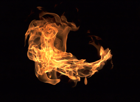 Fire flames collection isolated on black background