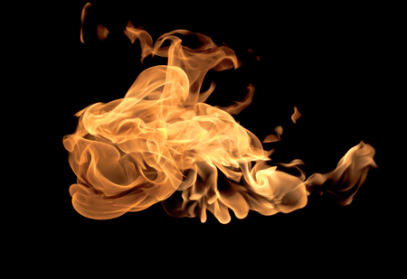 Fire flames collection isolated on black background