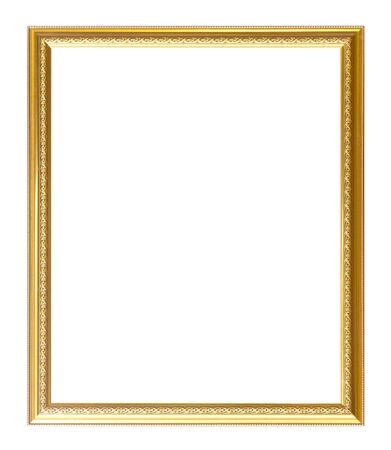gold picture frame isolated on a white background.の写真素材
