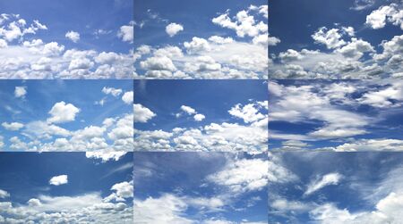 Sky, fresh air, nature, abstract background with white clouds.