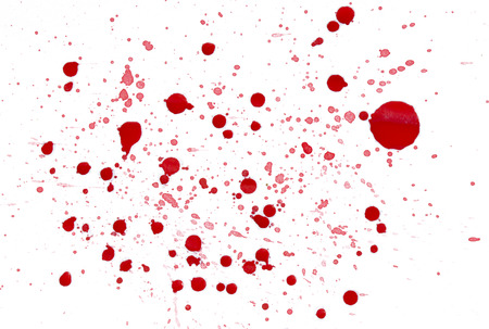 Watercolor drops on the white paper background, beautiful art form.の写真素材