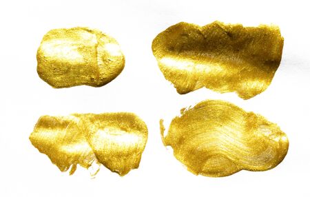 Gold watercolor texture paint stain abstract illustrationの写真素材