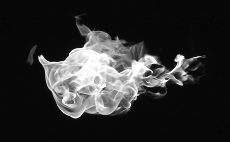 White smoke collection on black backgroundの写真素材