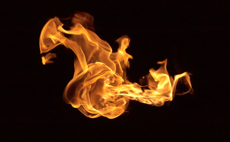 Fire flames collection isolated on black background