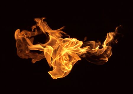 Fire flames on black backgroundの写真素材
