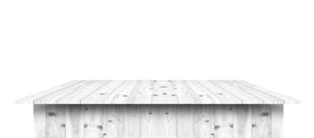 empty wooden table top isolated on white background