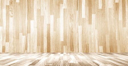 Hardwood maple basketball court floor viewed from aboveの写真素材