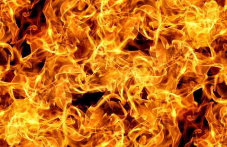 Fire flames on a black background abstract.の写真素材