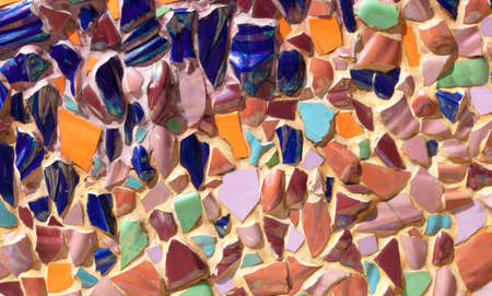 The walls are built with broken stone and glass.の写真素材