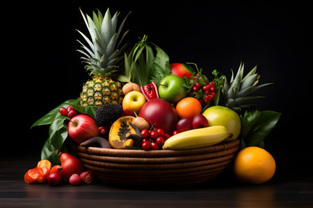 For health eat fresh vegetables fruits meat food Generative AIの素材