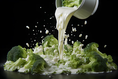Drink milk eat fresh vegetables for good health  Generative AIの素材