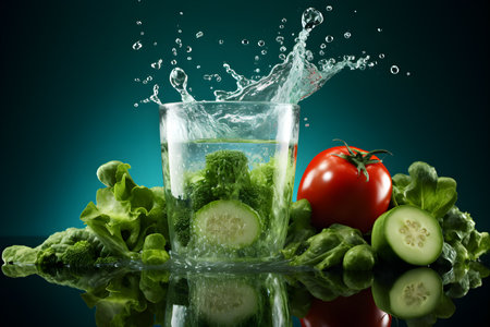 Drink milk eat fresh vegetables for good health  Generative AIの素材