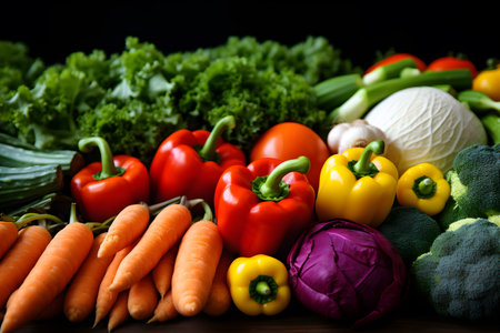 For health eat fresh vegetables fruits meat food Generative AIの素材