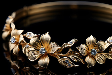 gold necklace isolated on black background Generative AIの素材