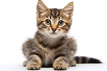 Brown fur cat isolated on white background Generative AIの素材