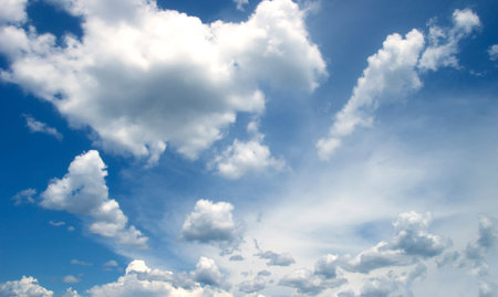 Blue sky background and white clouds soft focus