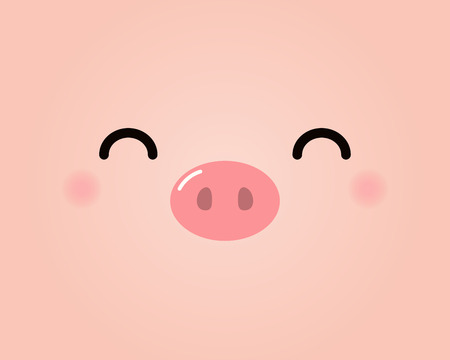 2019 Chinese New Year greeting card with cute pig face. Vector illustration. Minimalist design concept for holiday banner, calendar, decorative elementのイラスト素材