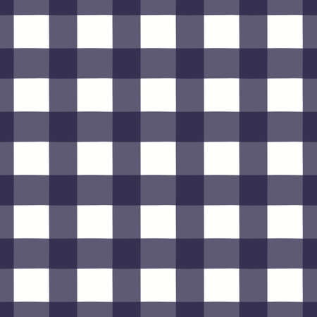 Blue, white checks, Gingham, plaid seamless geometric pattern on white background. Hand drawn style vector illustration. Design concept for kids nautical fashion print, textile, wallpaper, packaging.のイラスト素材