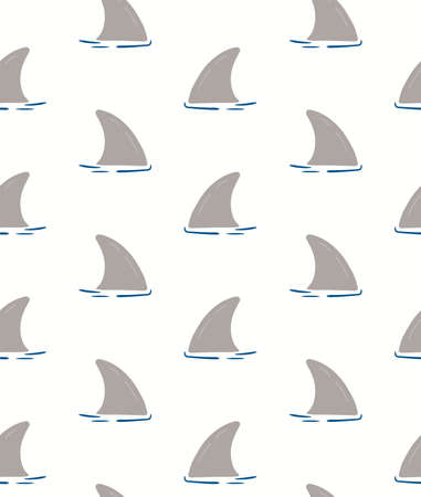 Shark fins simple nautical seamless patternのイラスト素材