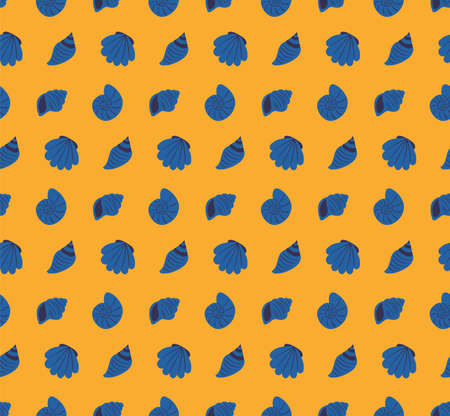Blue sea shells simple nautical seamless patternのイラスト素材