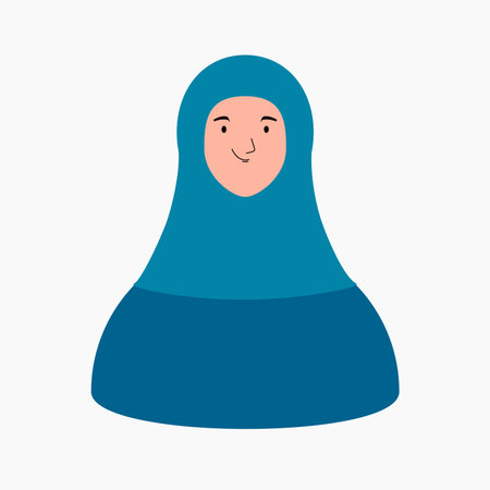 Beautiful woman, Muslim girl in a hijab, isolated on white. Flat style vector illustration. Female cartoon character. Design element 8 March, Womens Day card, banner, poster. Gender equality conceptのイラスト素材
