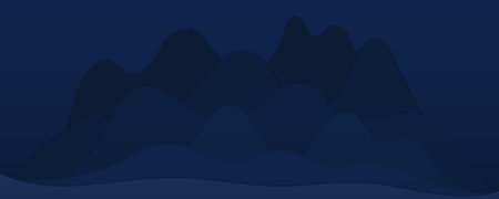 Mountains landscape at night abstract geometric background. Asian style flat vector illustration. Design concept for Mid Autumn Festival, Chinese New Year backdrop, card, poster, bannerのイラスト素材