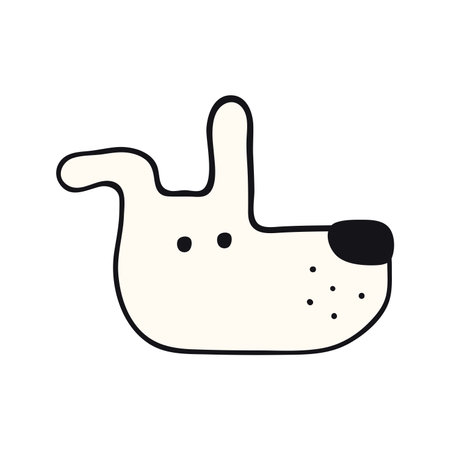 Dog, puppy face cute funny cartoon character illustration. Hand drawn vector, isolated. Line art. Domestic animal logo. Design concept pet food, branding, business, vet, print, posterのイラスト素材
