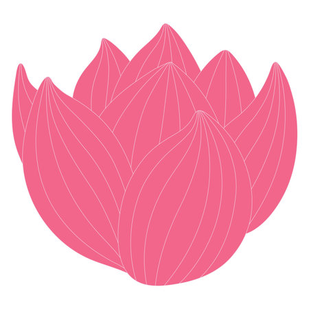 Lotus, water lily flower hand drawn illustration. Line art, drawing style design, isolated vector. Mid Autumn Festival floral, botanical element, beautiful Asian flora, blossom, bloom, plantのイラスト素材