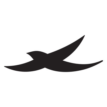 Qixi Festival flying magpie bird silhouette illustration. Hand drawn Asian style vector, isolated. Traditional Chinese, Japanese holiday design element, China Valentines Dayのイラスト素材